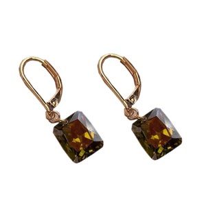 Gold plated over 925 silver green crystal earring